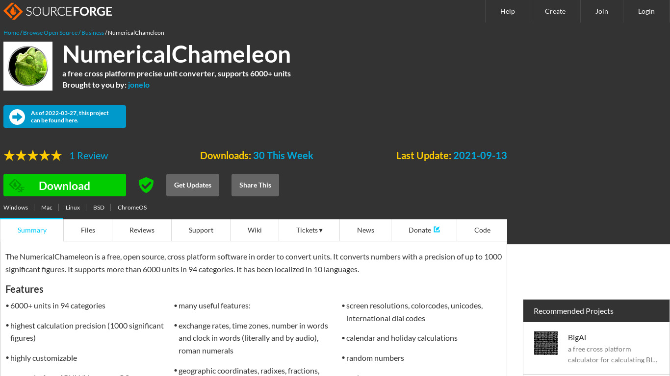 NumericalChameleon Landing page