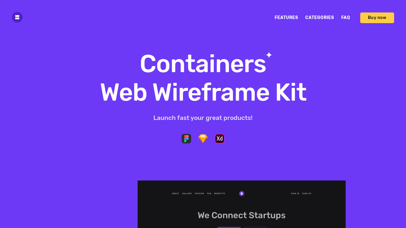 Containers Web Wireframe Kit Landing page
