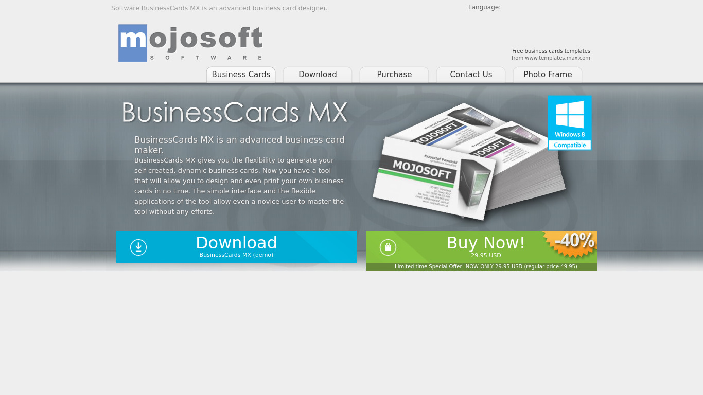BusinessCards MX Landing page