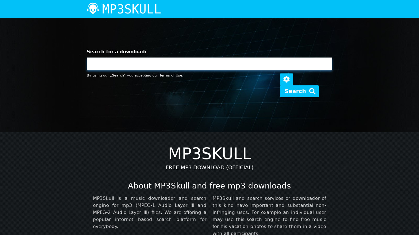 MP3Skull Landing page