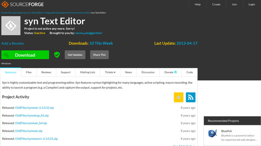 Syn Text Editor Landing Page