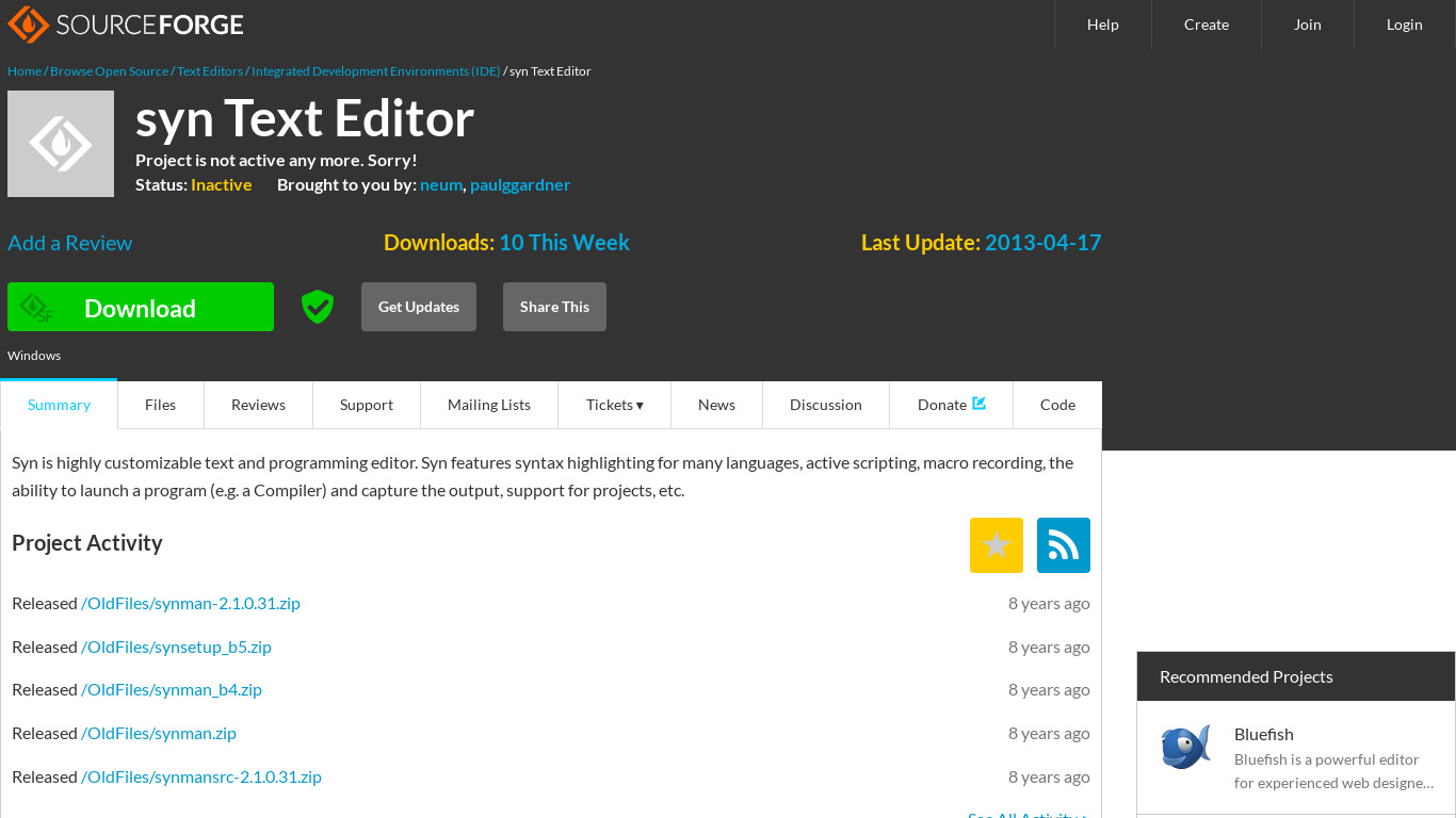 Syn Text Editor Landing page