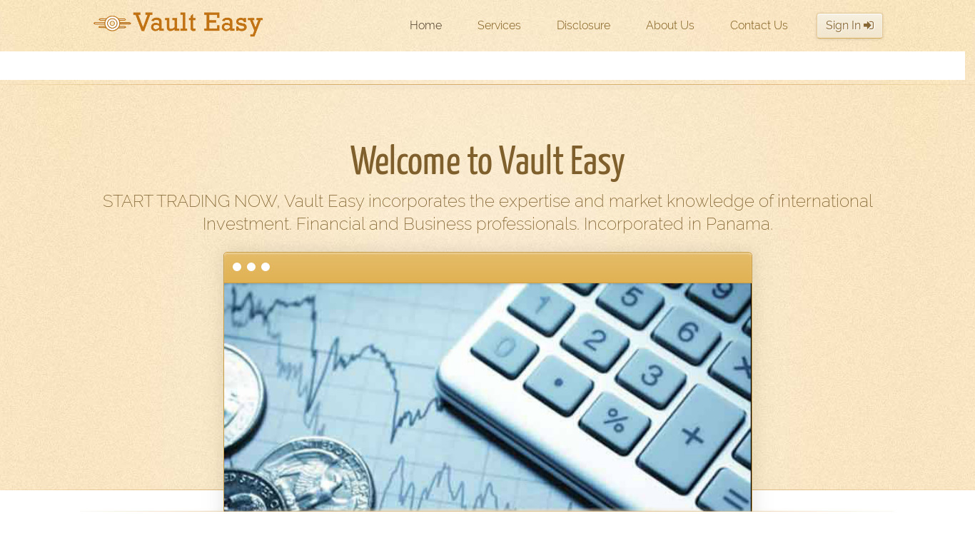 Easy Vault Landing page