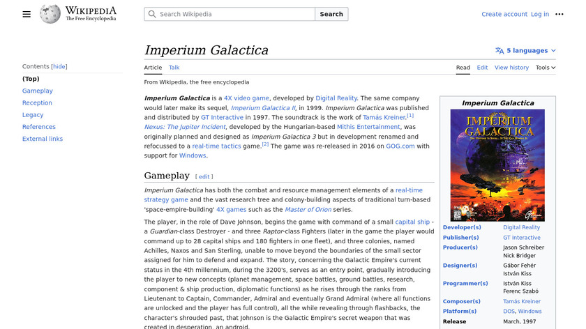 Imperium Galactica Landing Page