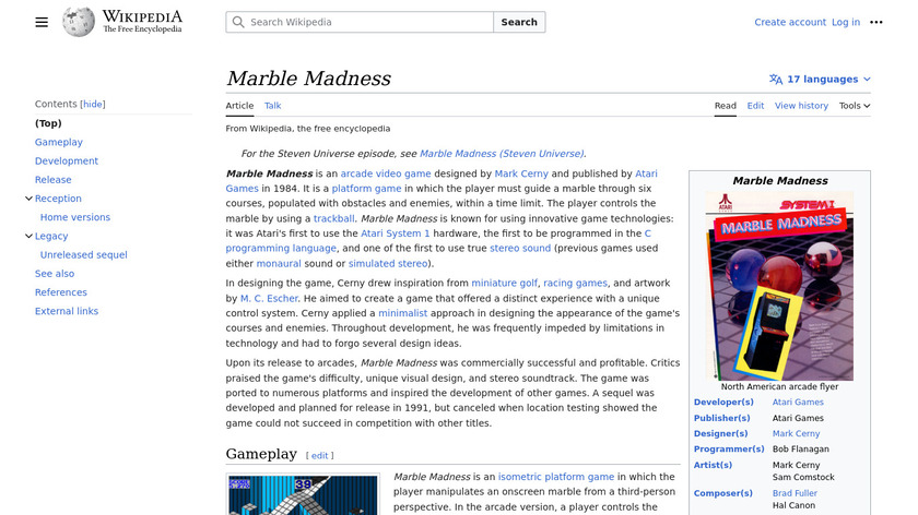 Marble Madness Landing Page
