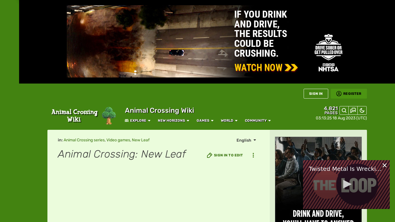Animal Crossing: New Leaf Landing page