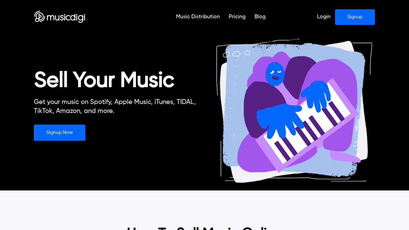 MusicDigi Landing page