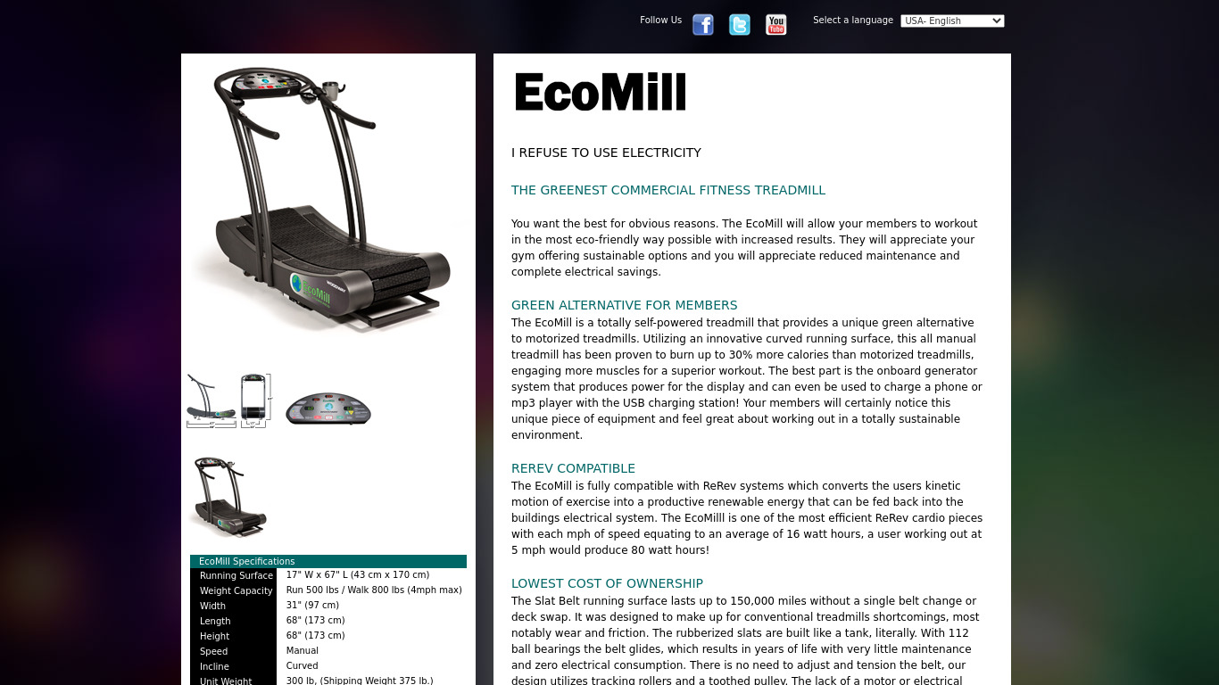 Woodway Ecomill Landing page