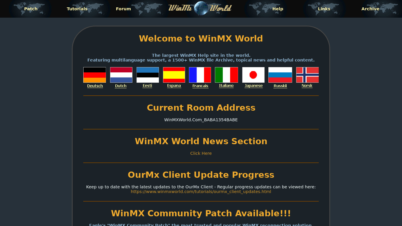 WinMX Landing page