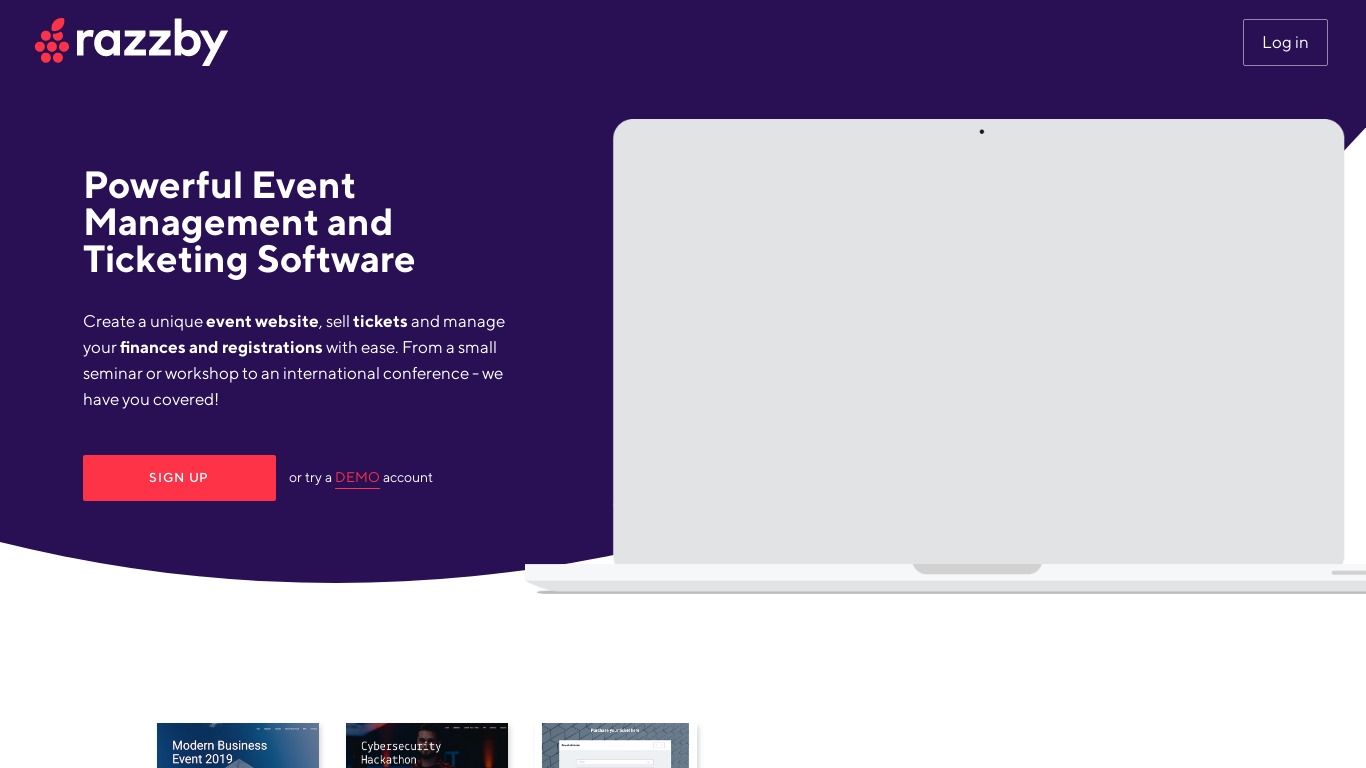Razzby Landing page