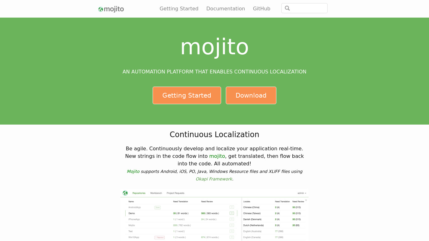 Mojito (by Box) Landing page