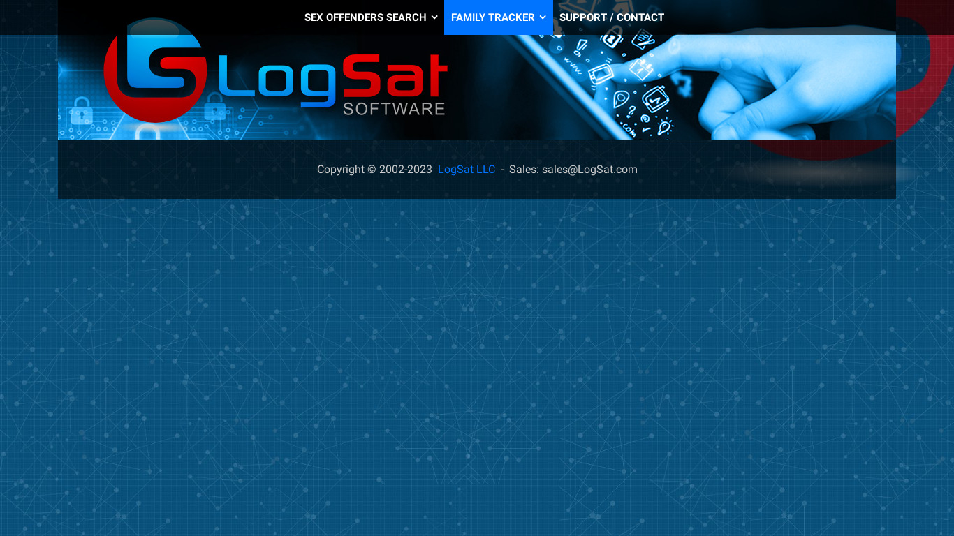 LogSat Family Tracker Landing page