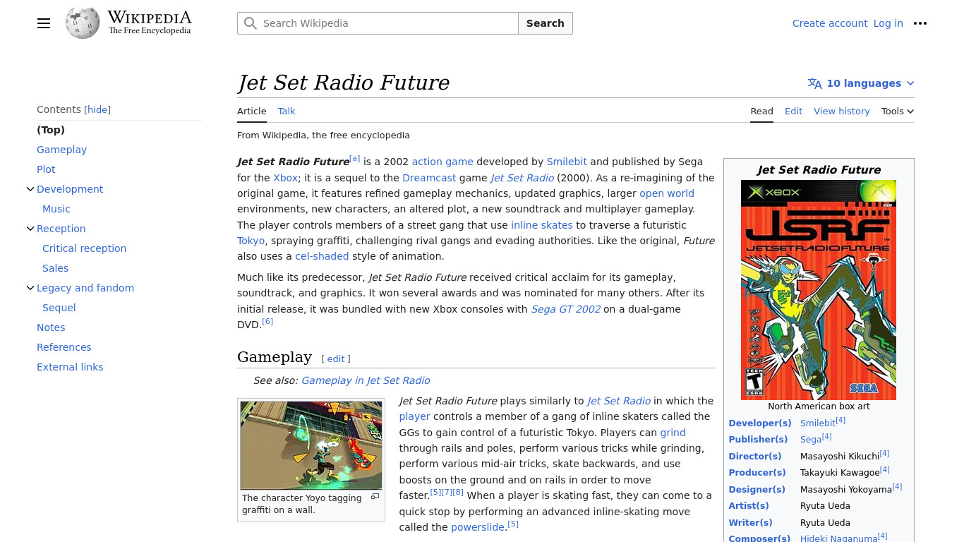 Jet Set Radio Future Landing page