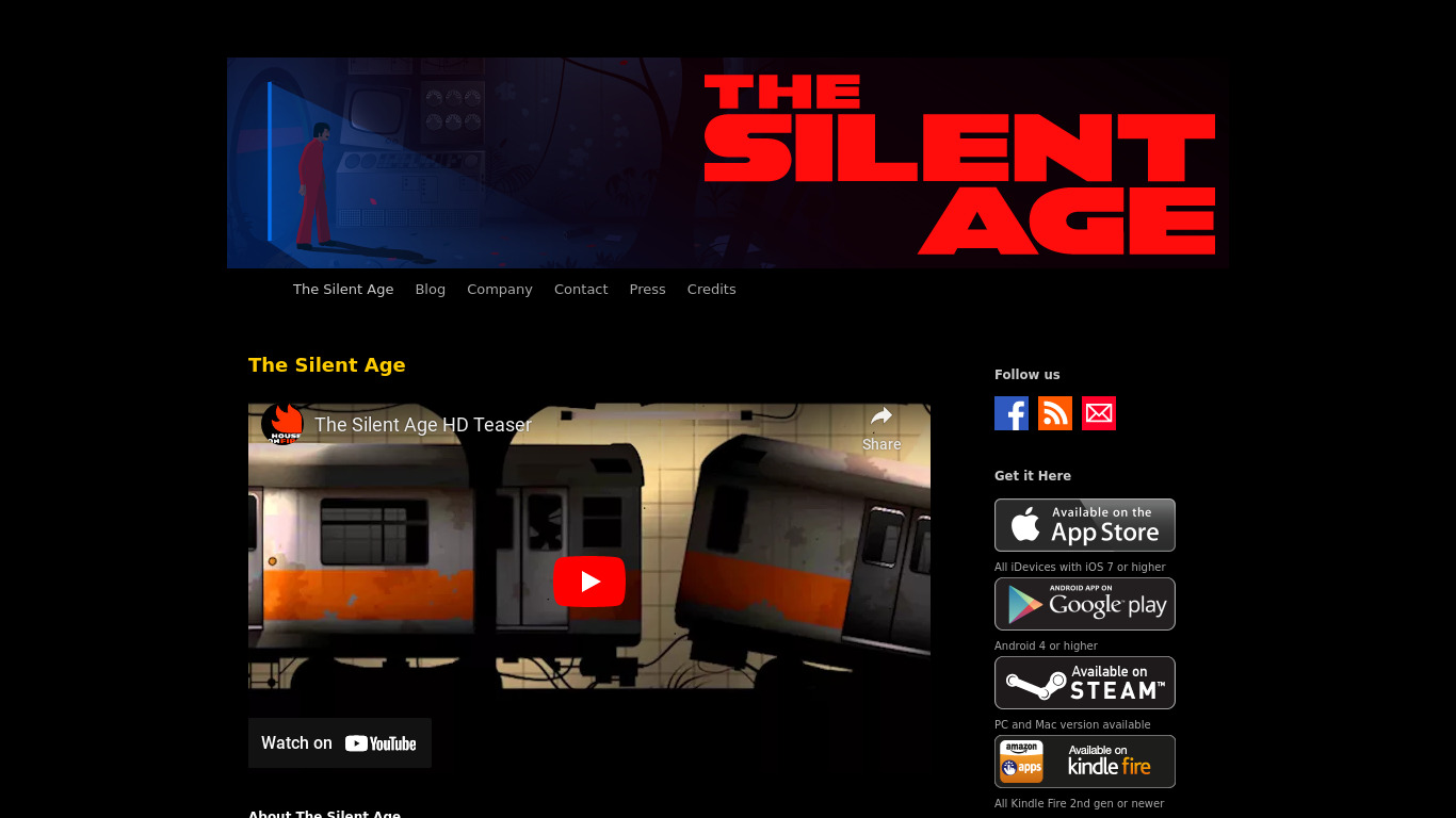 The Silent Age Landing page