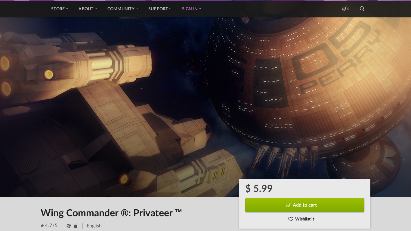 Wing Commander: Privateer Landing page