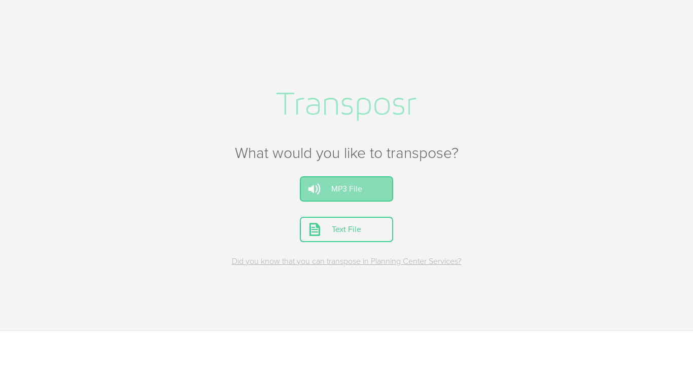 Transposr Landing page