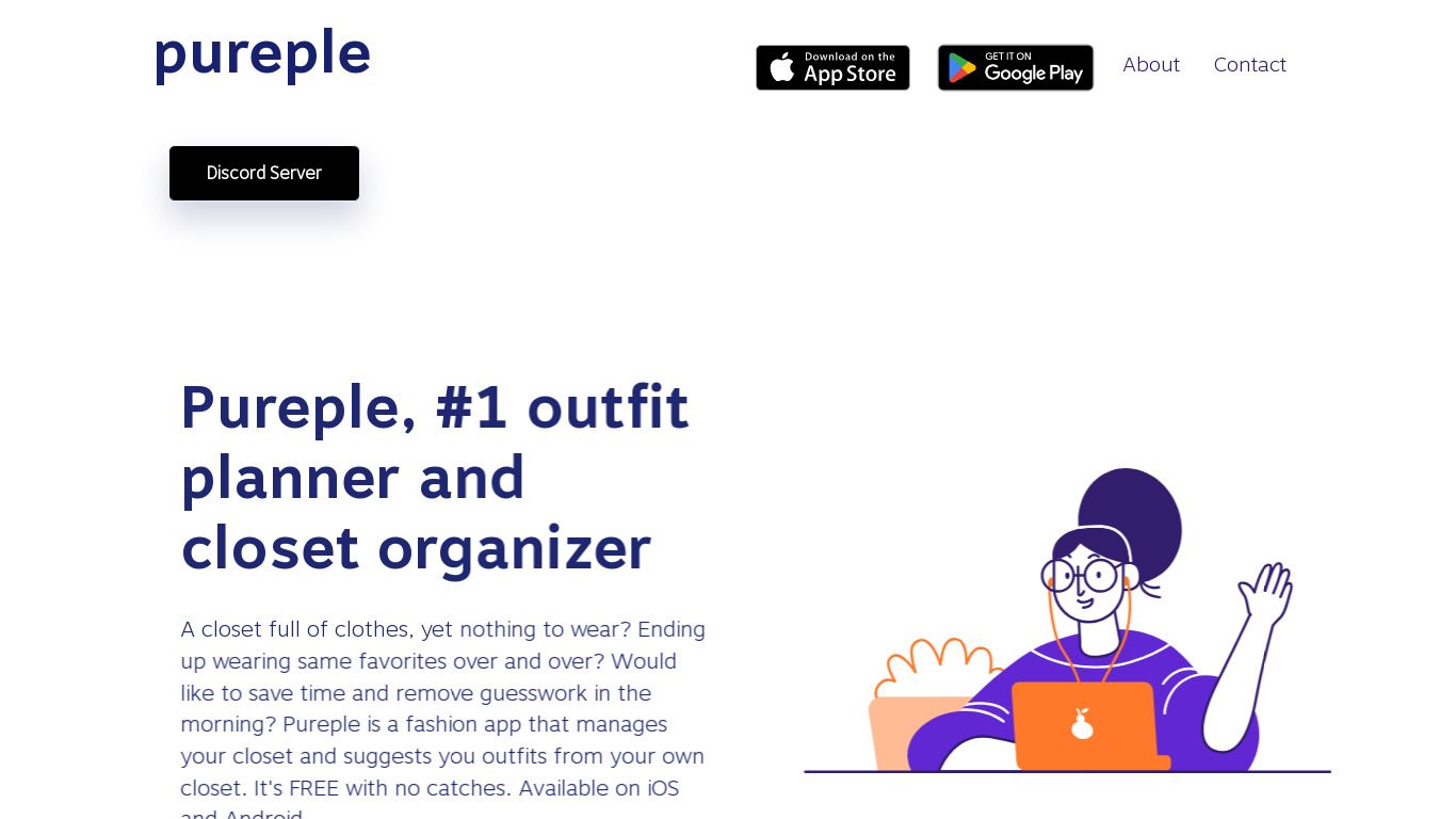 Pureple Outfit Planner Landing page