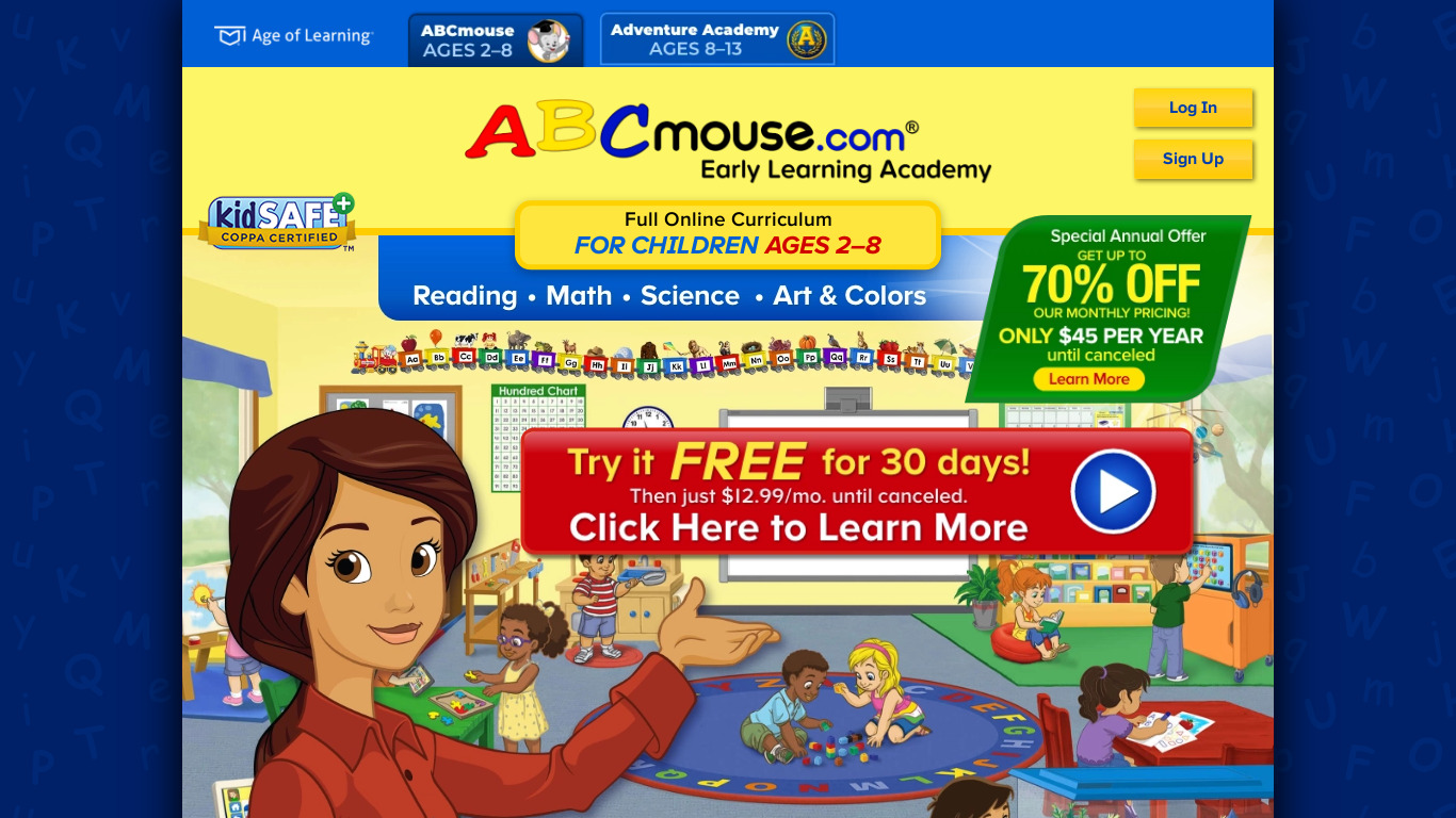 ABCmouse.com Landing page