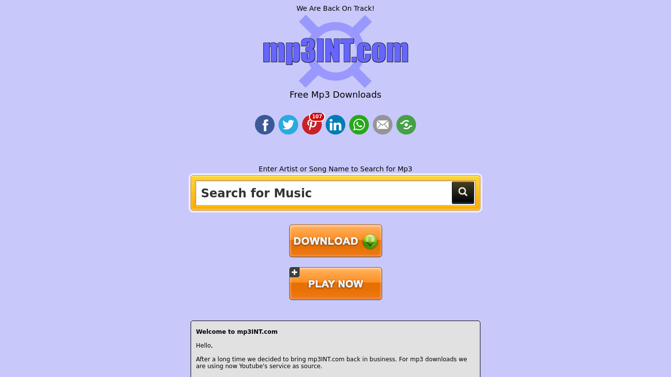 mp3INT Landing page