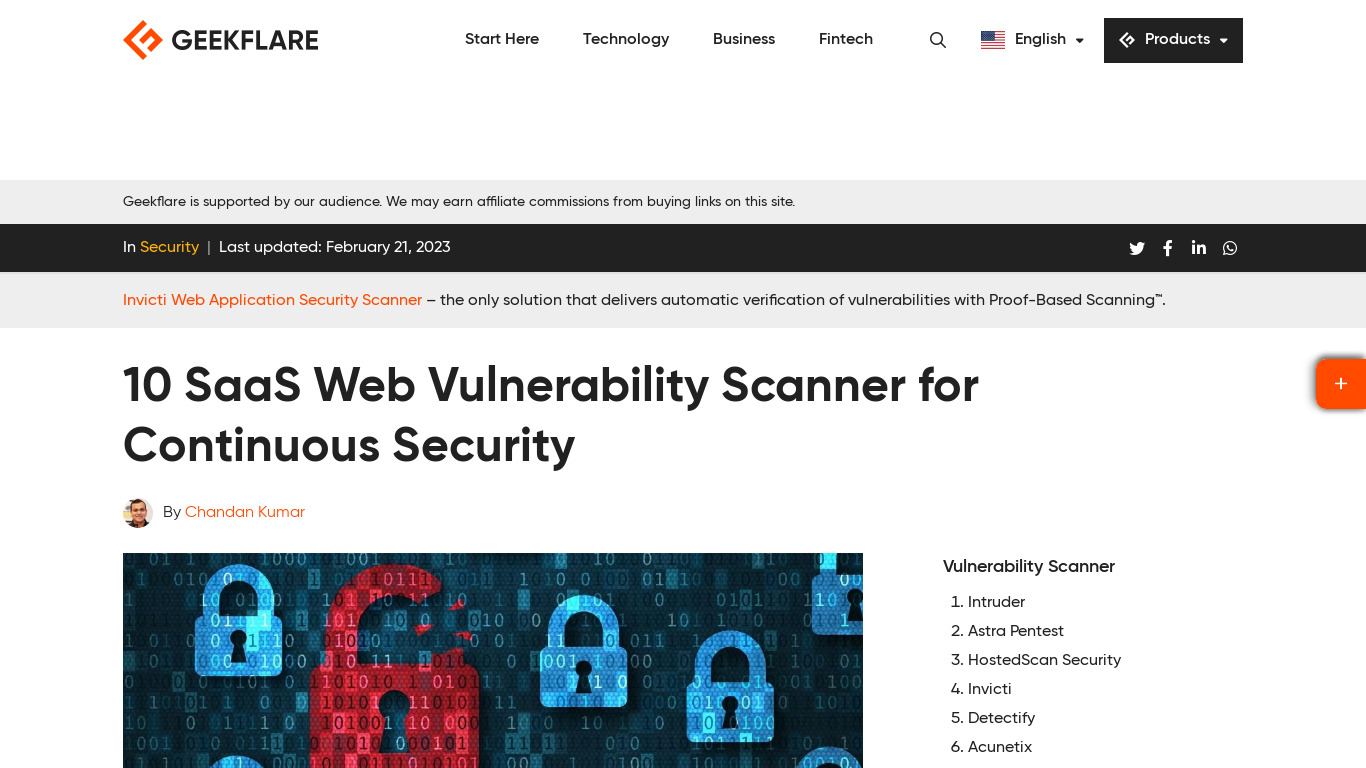 SaaS Vulnerability Scanner Landing page