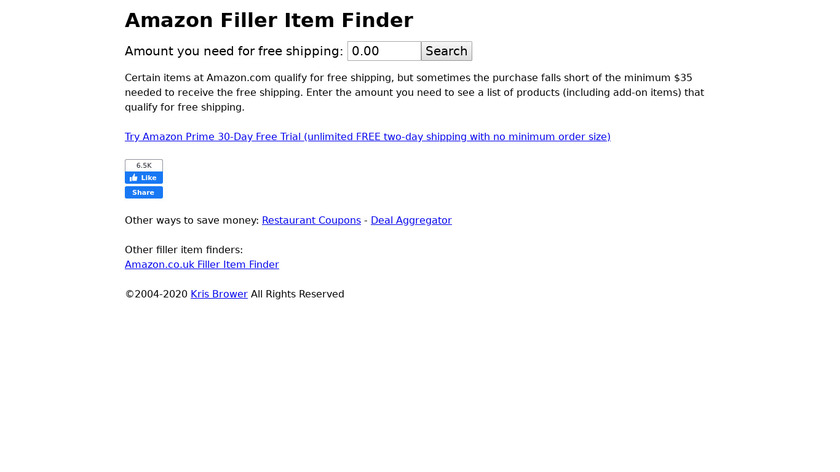 Filler Item Finder Landing Page
