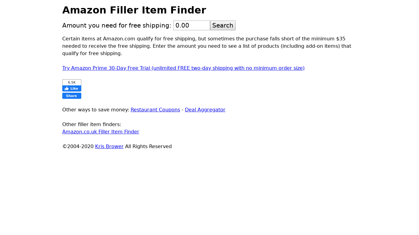 Filler Item Finder Landing page
