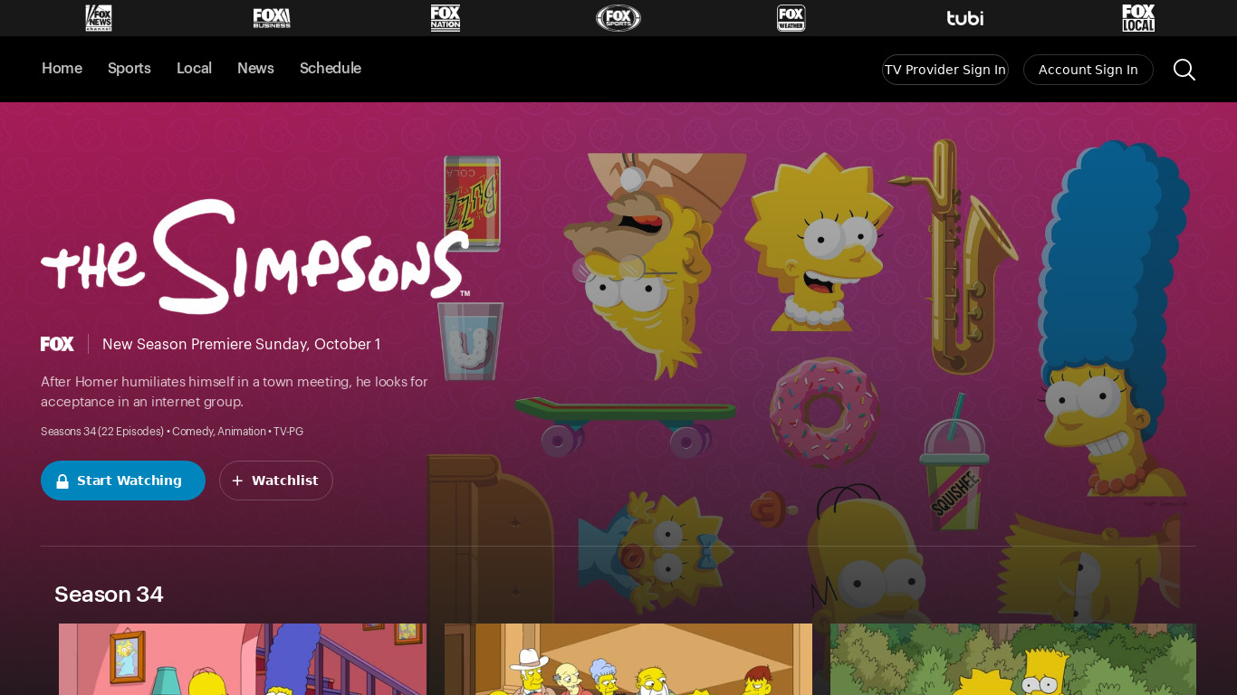The Simpsons Landing page