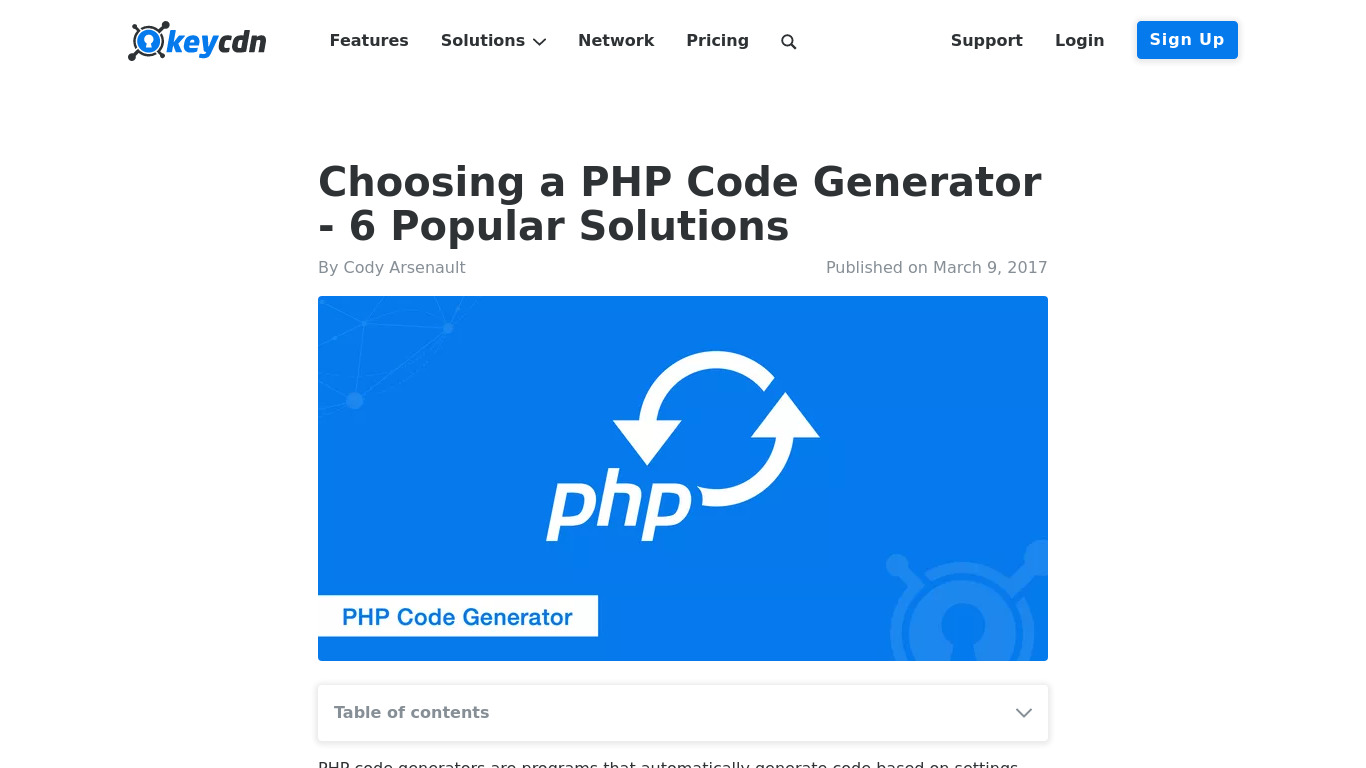 PHP Code Generator Landing page