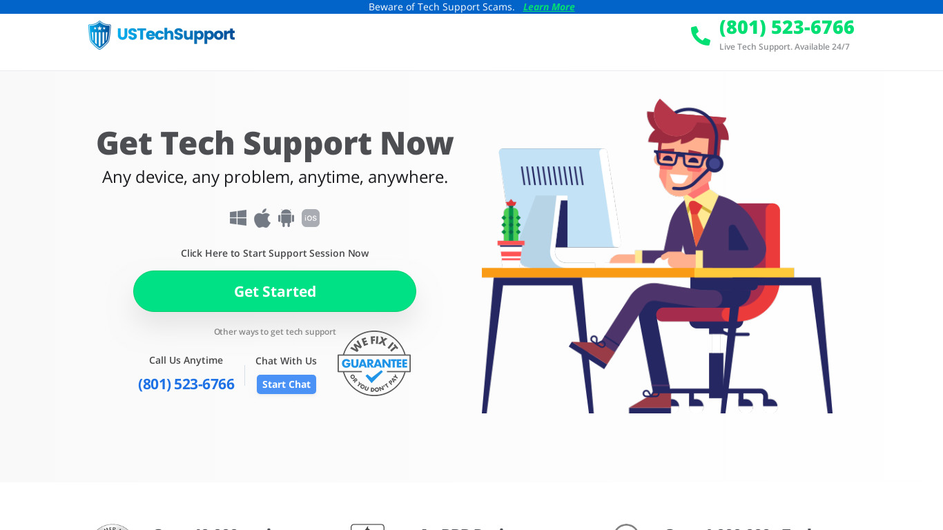 USTechSupport Landing page