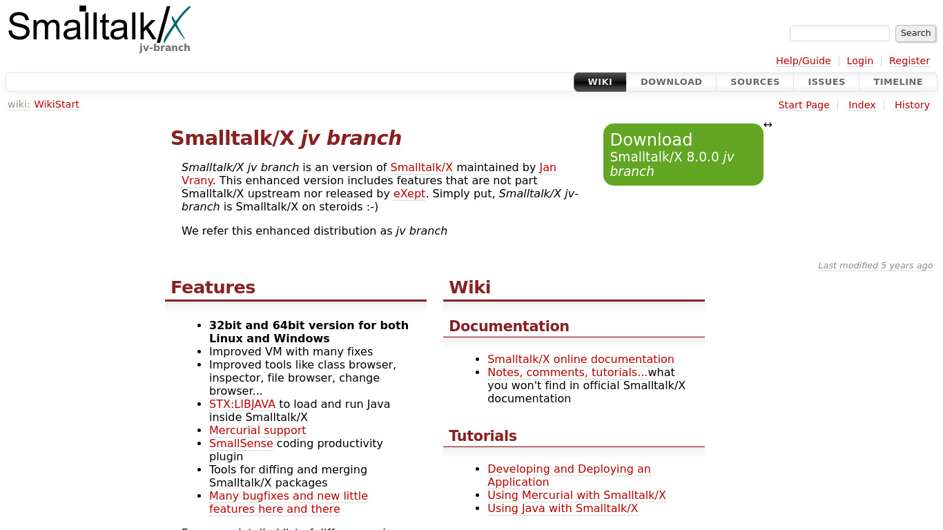 Smalltalk/X jv-branch Landing page