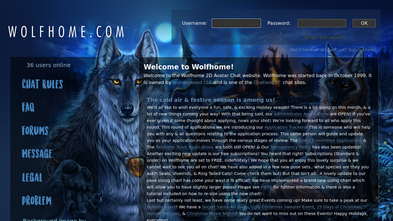 Wolfhome Landing page