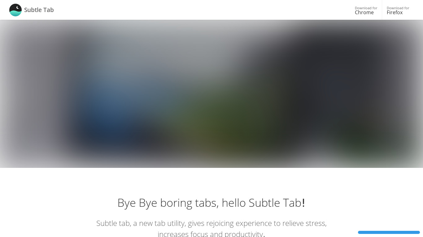 Subtle tab Landing page