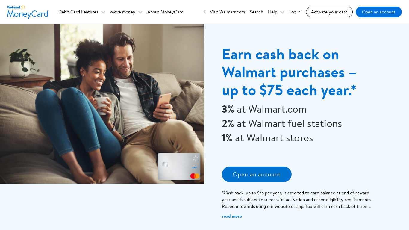 Walmartmoneycard Landing page