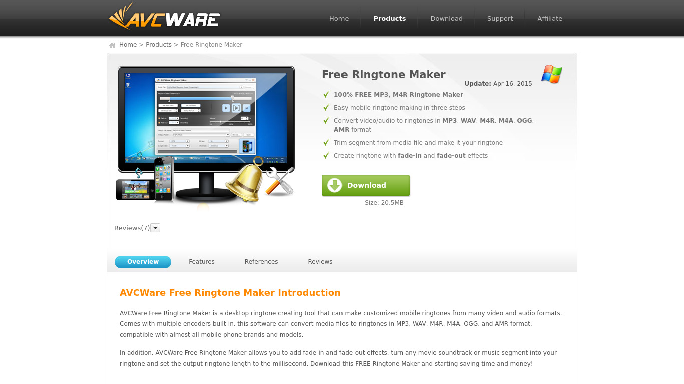 AVCWare Ringtone Maker Landing page