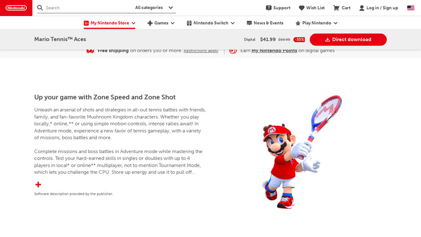 Mario Tennis Aces Landing Page