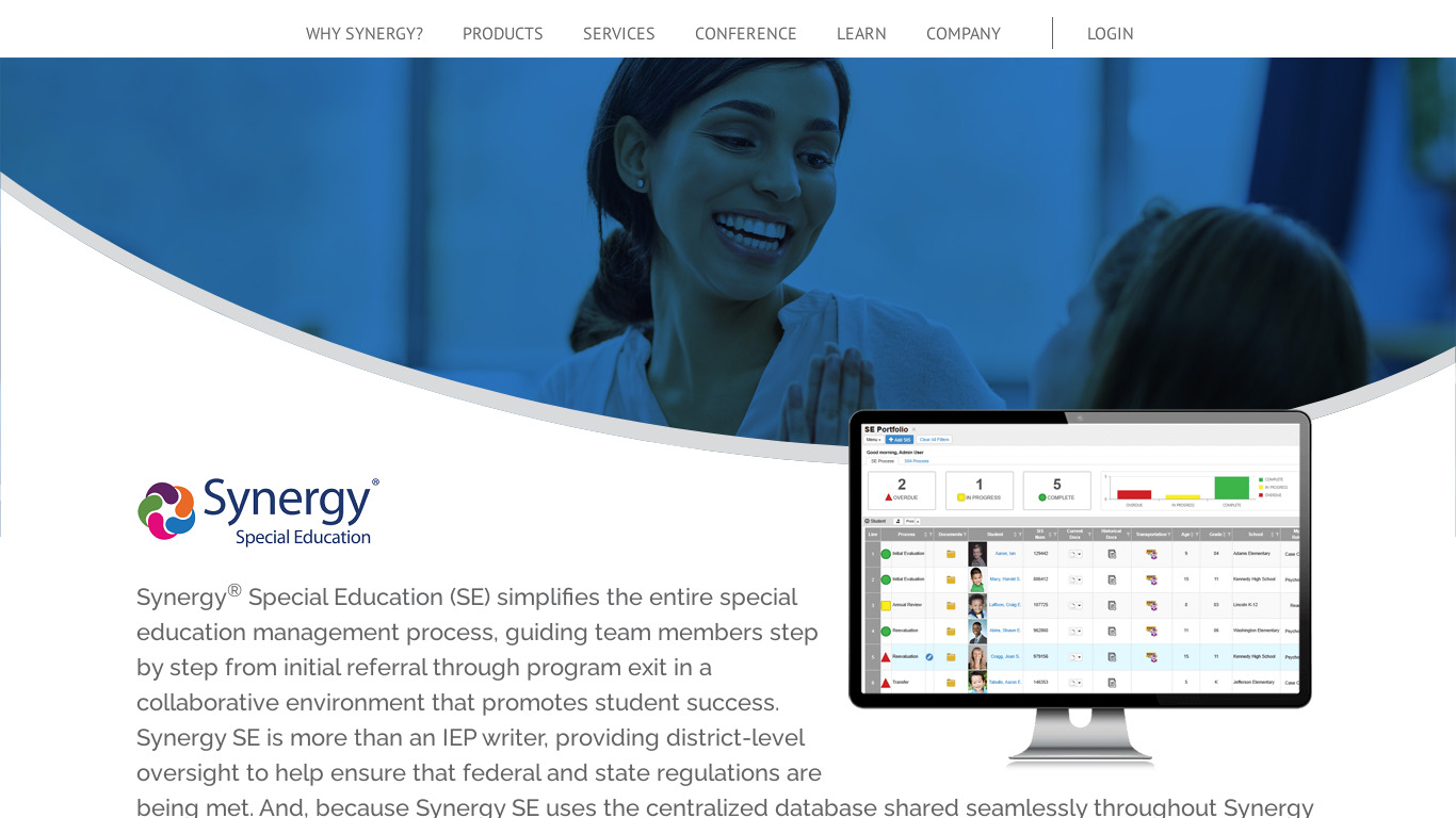 Synergy SE Landing page