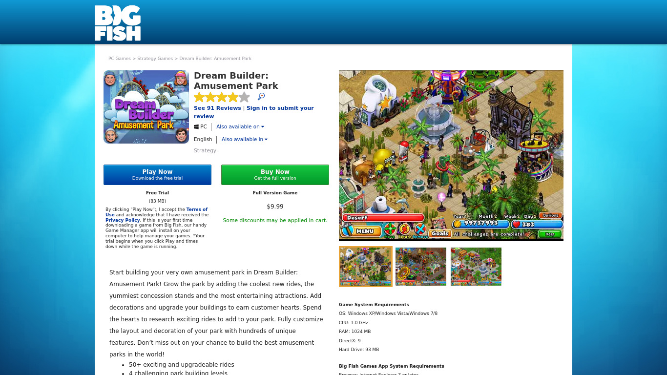 Dream Builder: Amusement Park Landing page