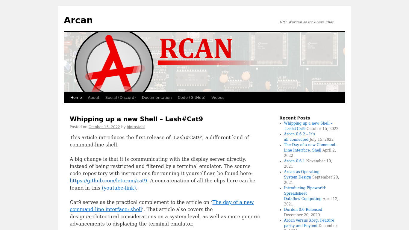 Arcan Landing page