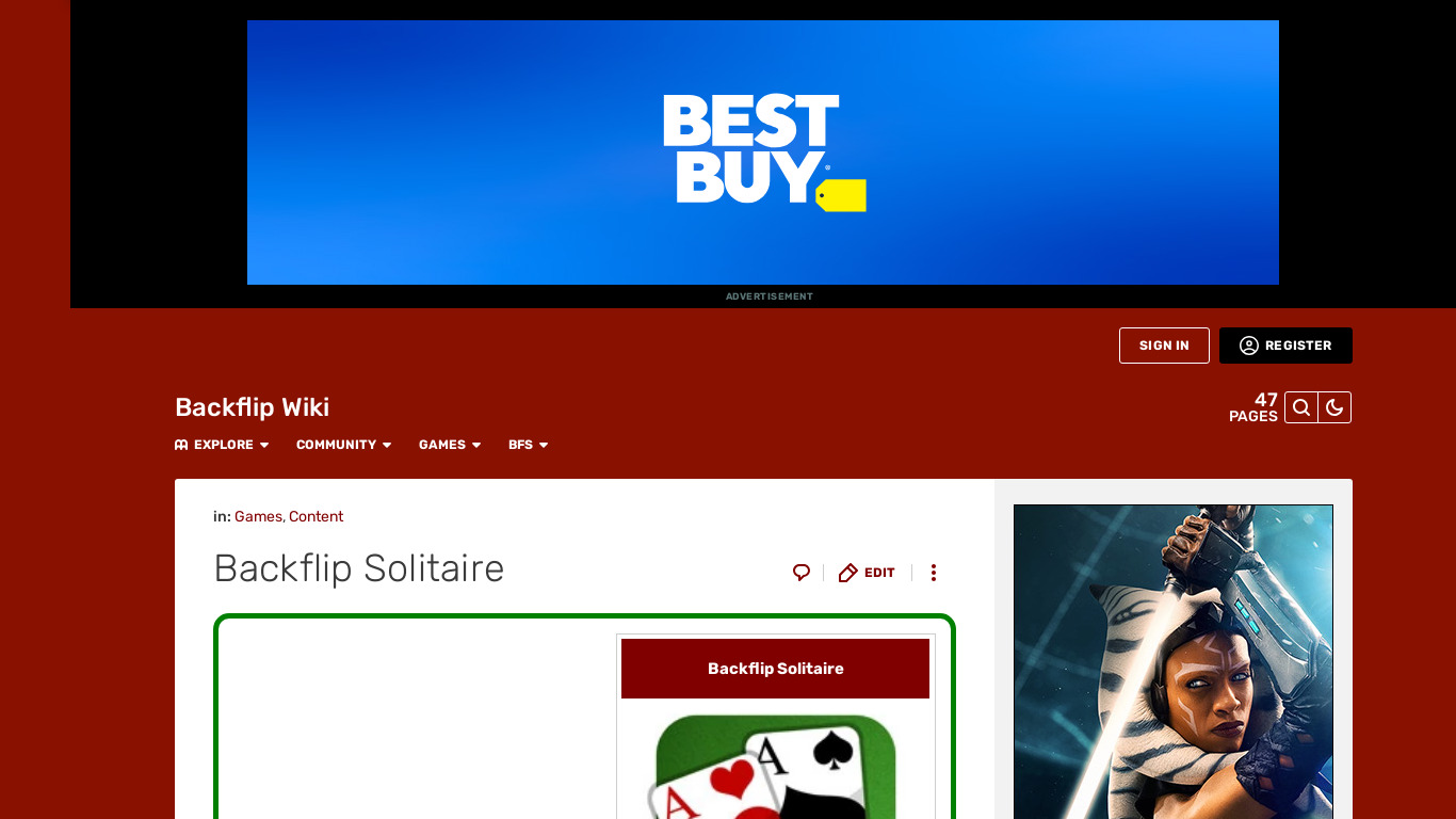 Solitaire by Backflip Landing page