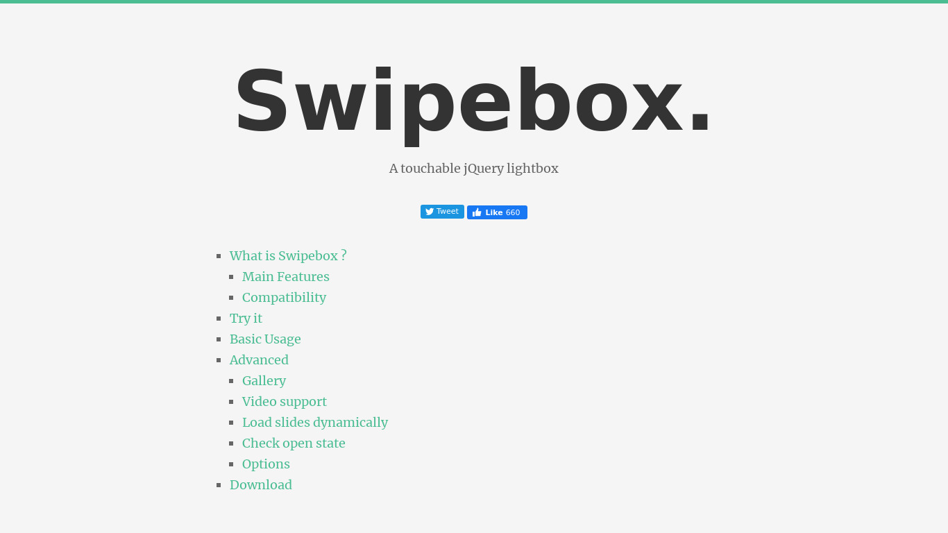 Swipebox Landing page