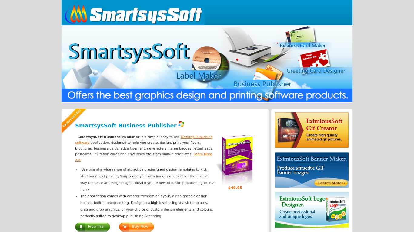 SmartsysSoft Business Card Maker Landing page