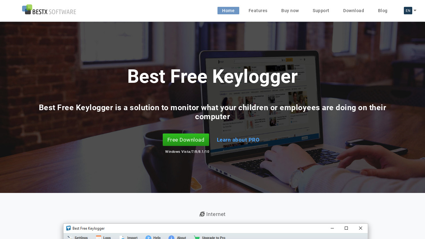 Best Free Keylogger Landing page