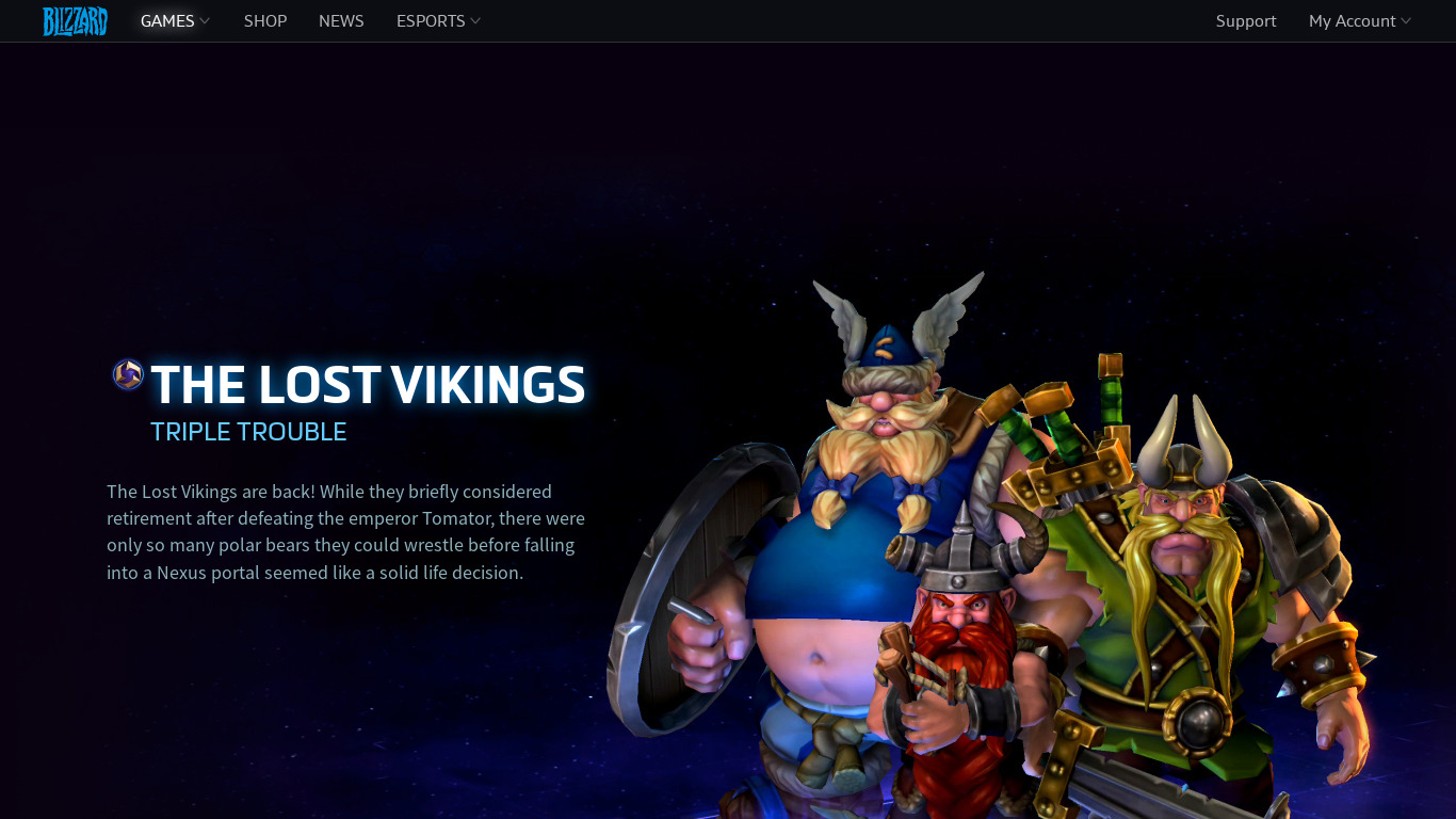 The Lost Vikings Landing page