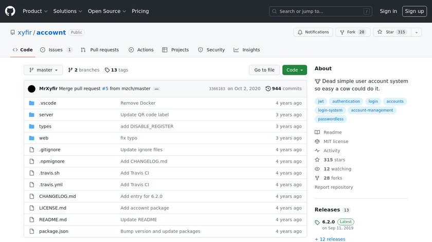Accownt Landing Page