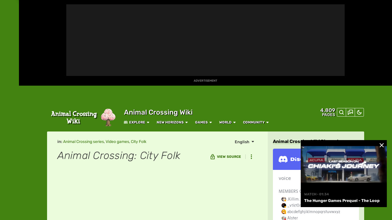 Animal Crossing: City Folk Landing page