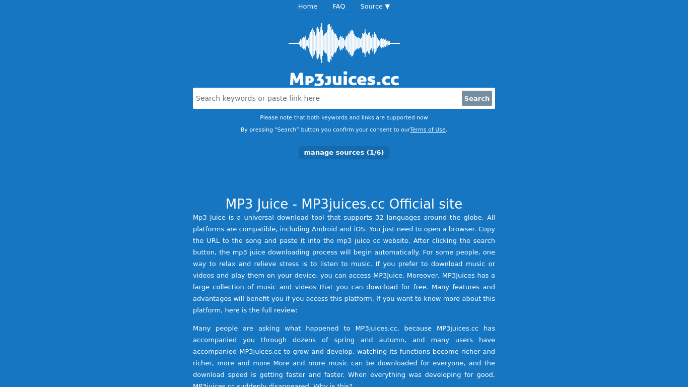Mp3 Music Download Landing page