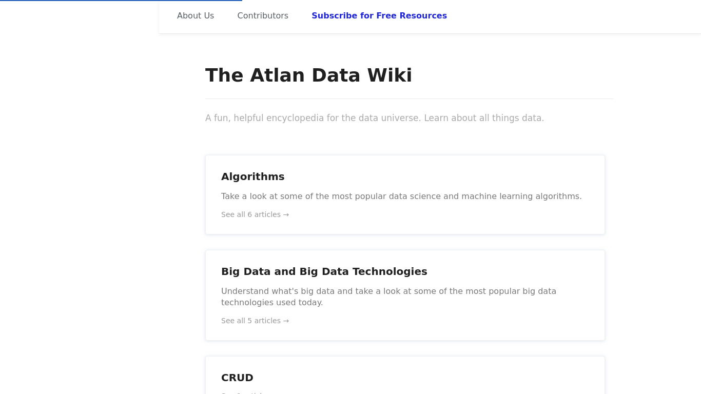 The Atlan Data Wiki Landing page