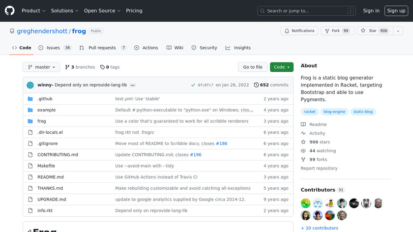 Frog Landing Page