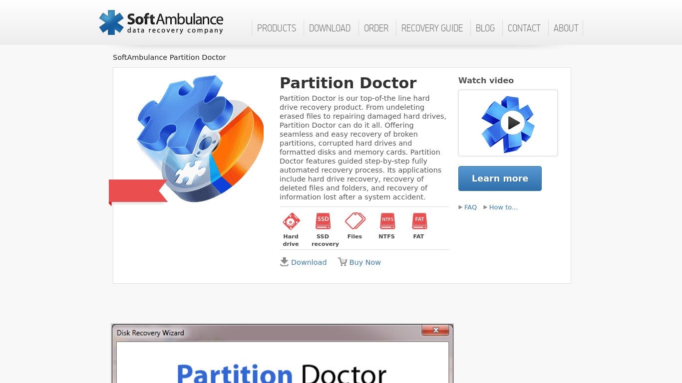 SoftAmbulance Partition Doctor Landing page