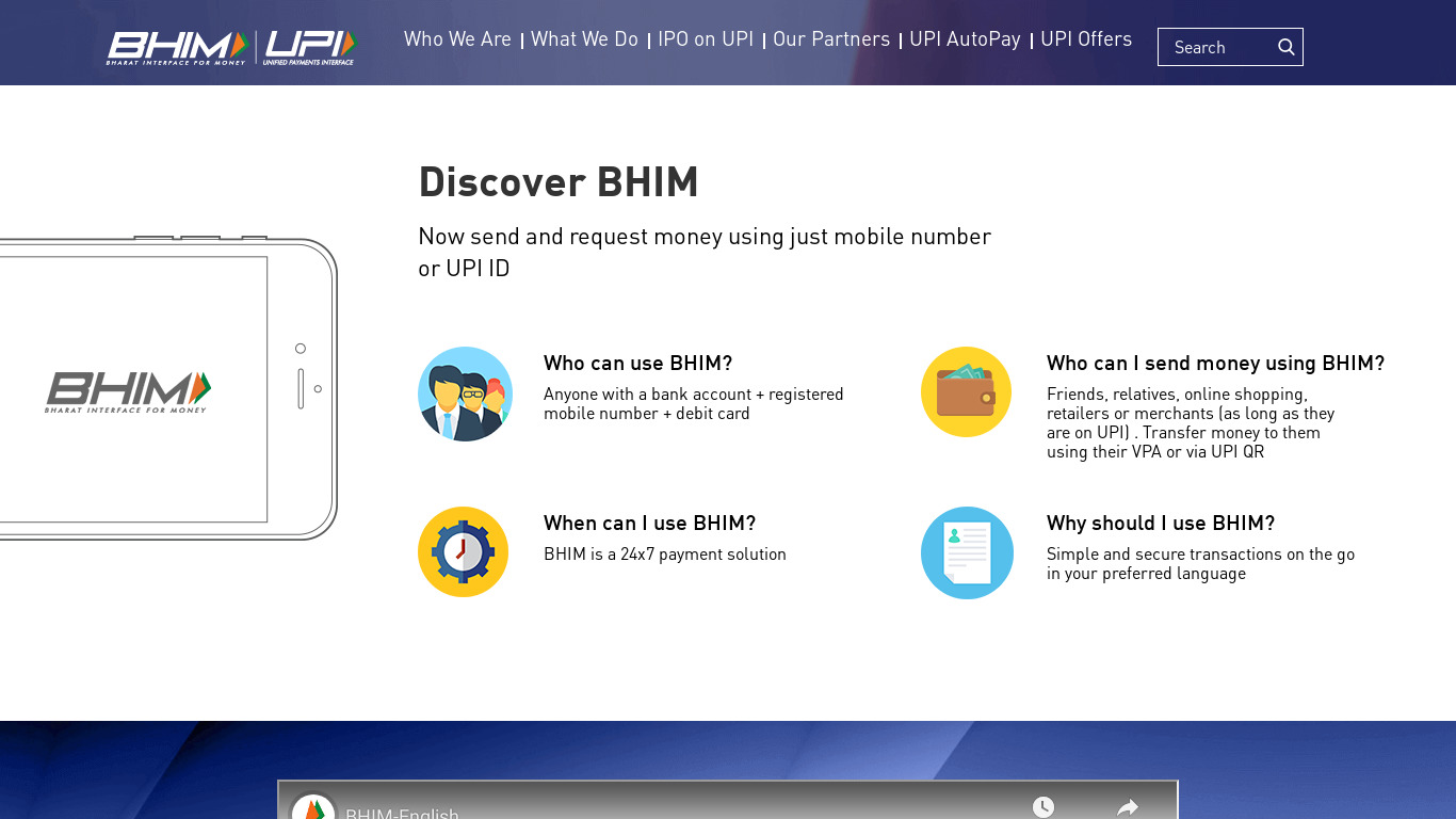 BHIM Landing page